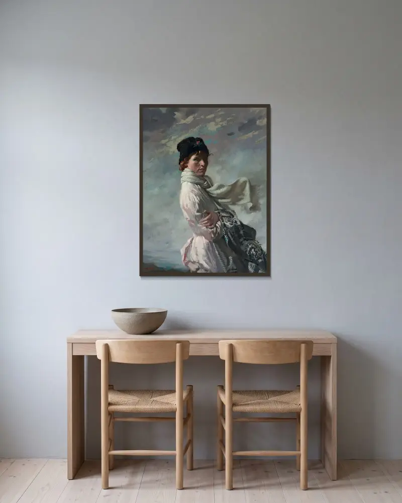 I Dublinviken; Porträtt av konstnärens hustru av William Orpen inramad på en vägg