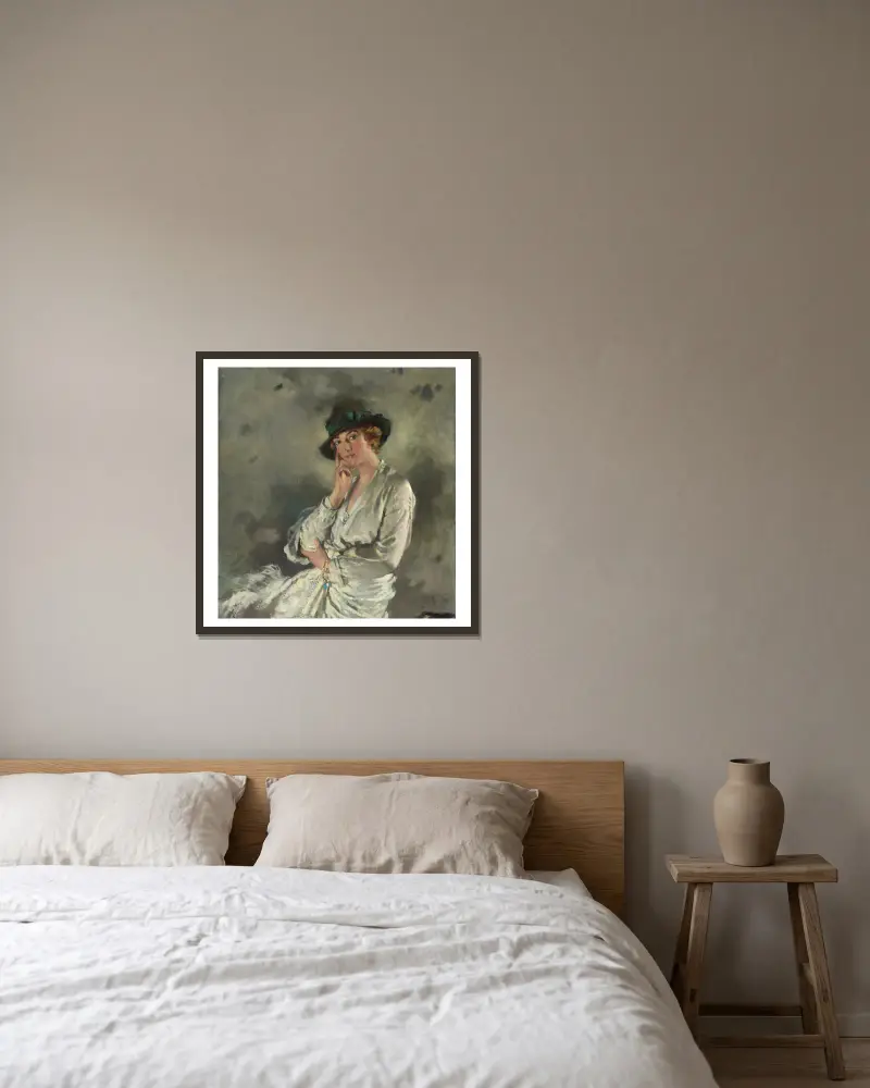 Mrs. Charles S. Carstairs av William Orpen inramad på en vägg