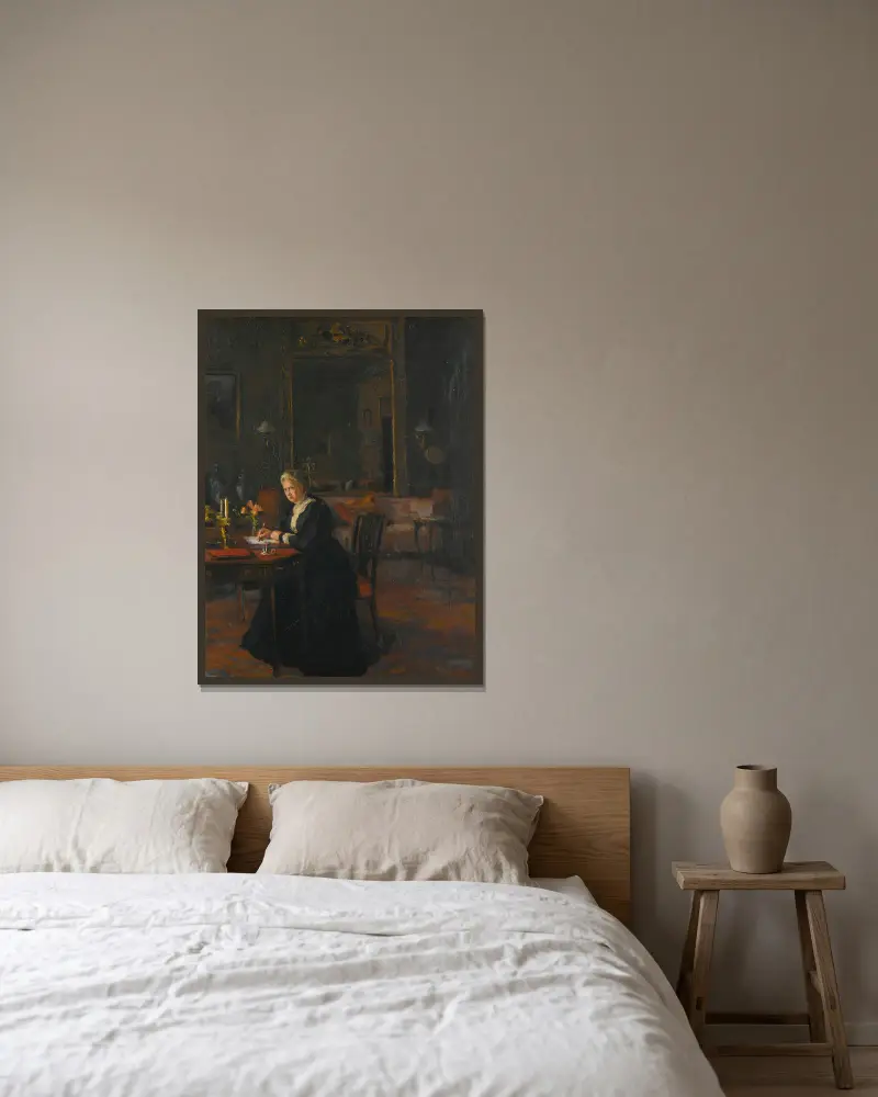 Portret wnętrza; Louisa Caroline Elizabeth Hamilton, William Orpen w ramie na ścianie