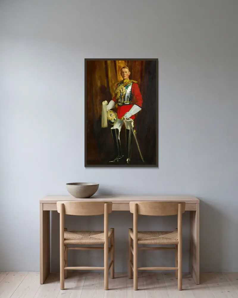 Porträtt av Avenal St. George av William Orpen inramad på en vägg