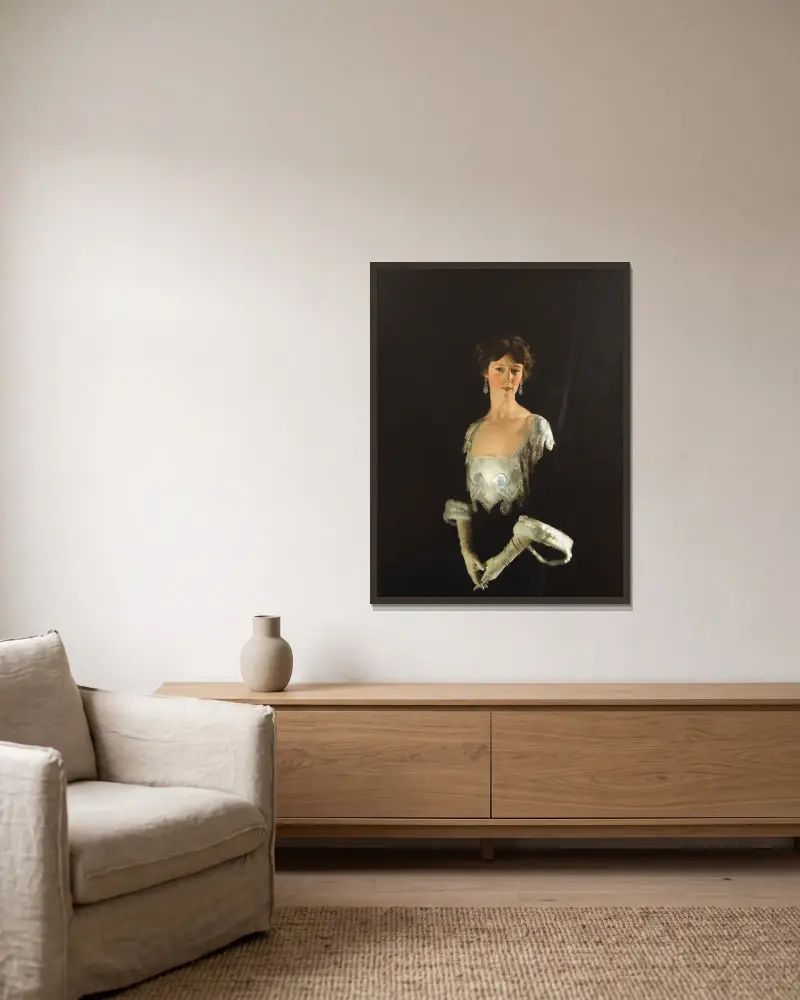 Porträtt av Rose, fjärde markisinnan av Headfort av William Orpen inramad på en vägg