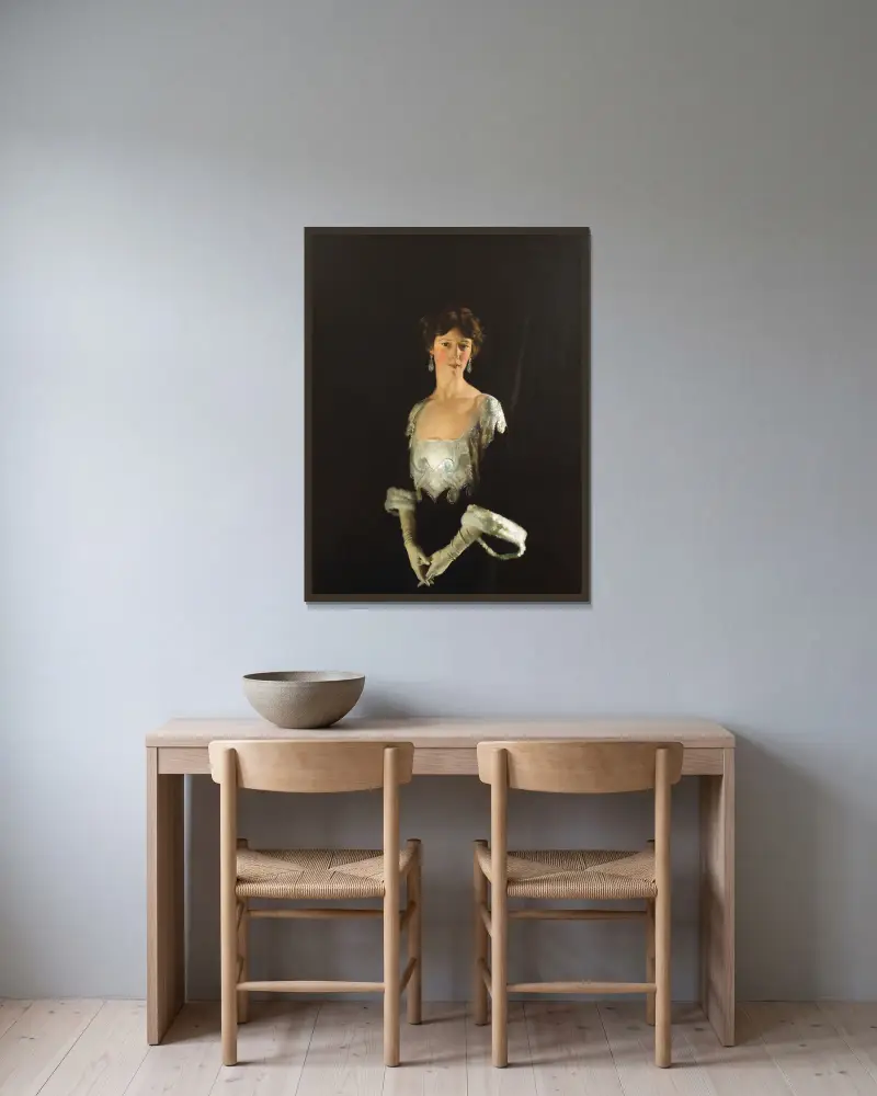 Porträtt av Rose, fjärde markisinnan av Headfort av William Orpen inramad på en vägg