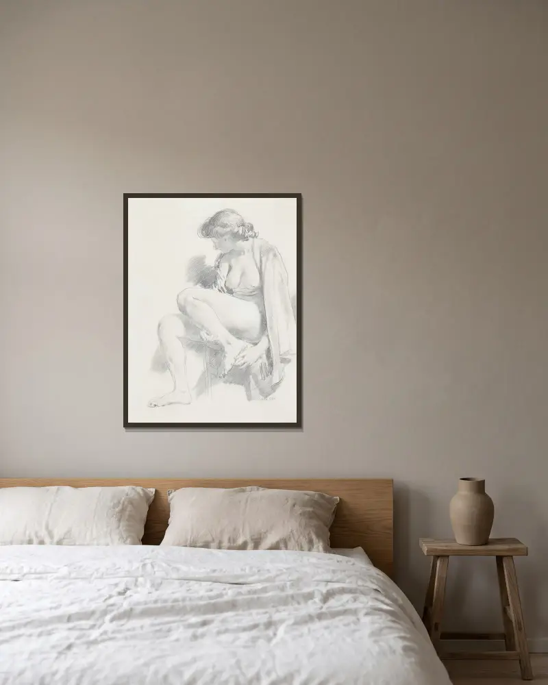 Sedící akt, William Orpen v rámu na stěně
