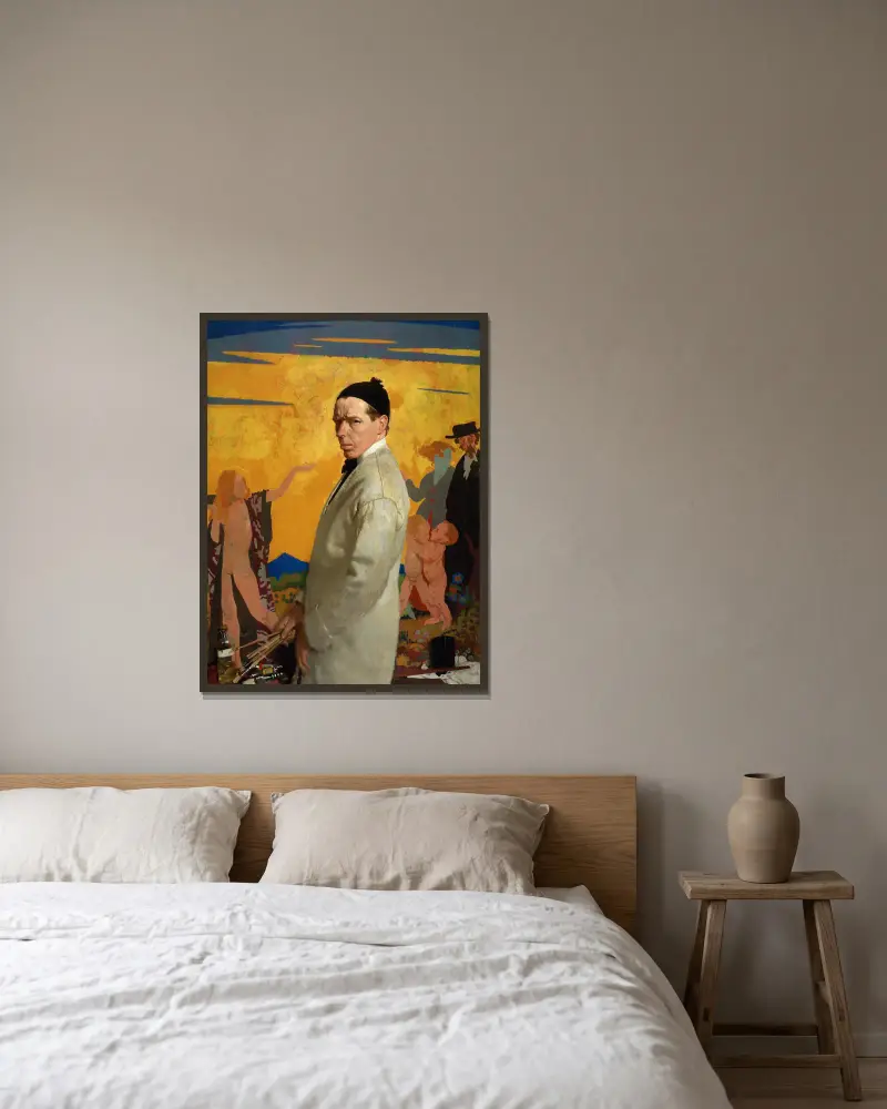 Selbstporträt von William Orpen gerahmt an einer Wand