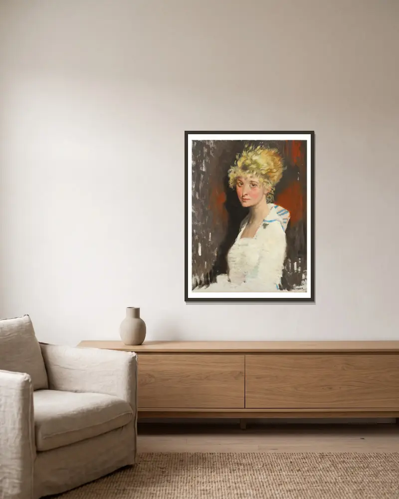 Das Modell des Künstlers, Yvonne von William Orpen gerahmt an einer Wand