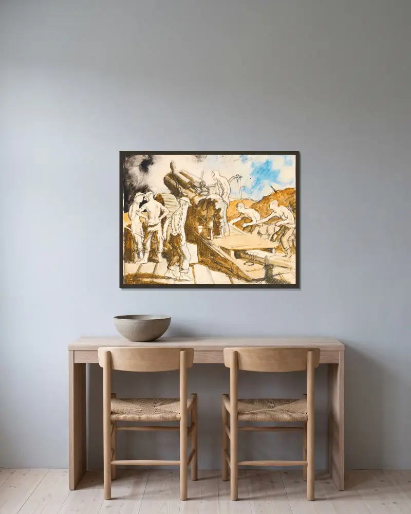 Haubica w akcji, William Orpen w ramie na ścianie