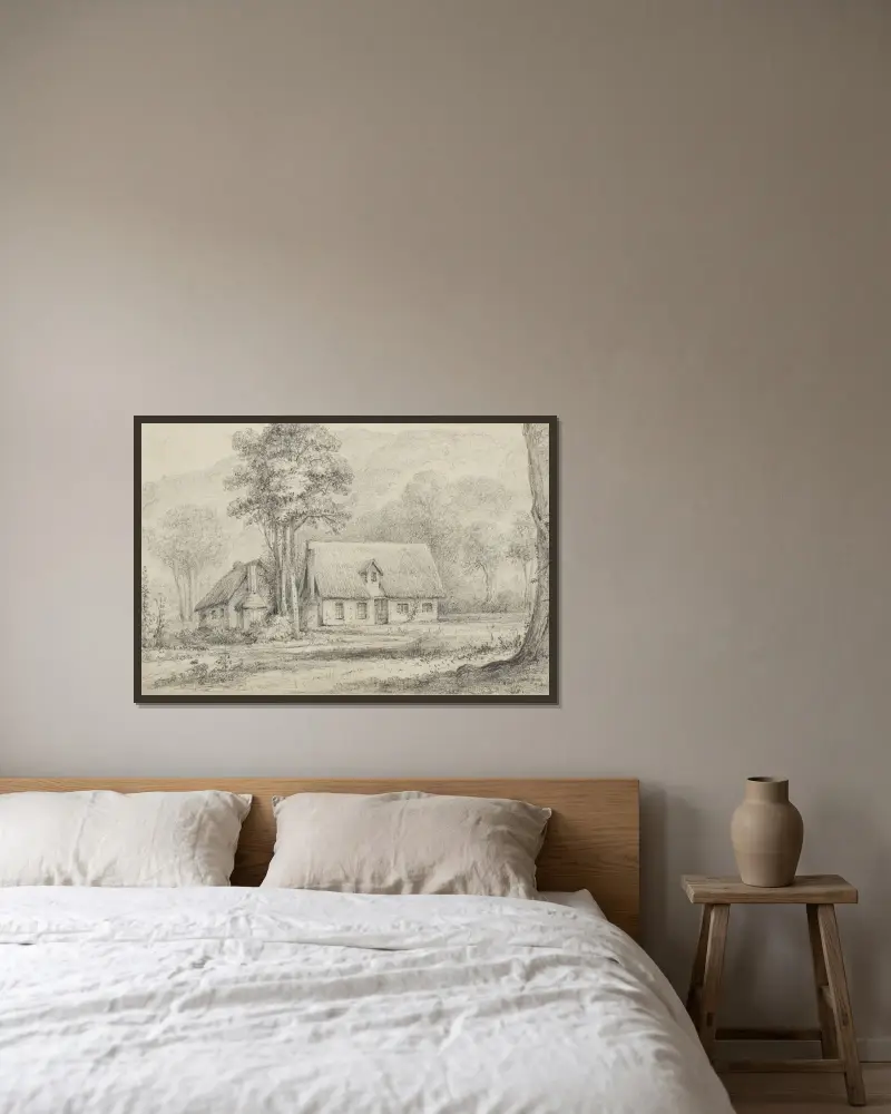 Hawkeshead vom Obstgarten von William Swainson gerahmt an einer Wand
