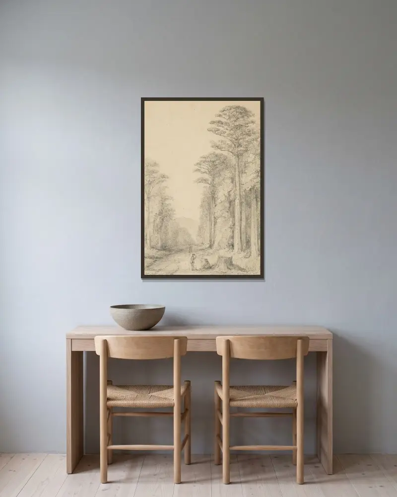 Totara Grove, Upper Hutt av William Swainson inramad på en vägg