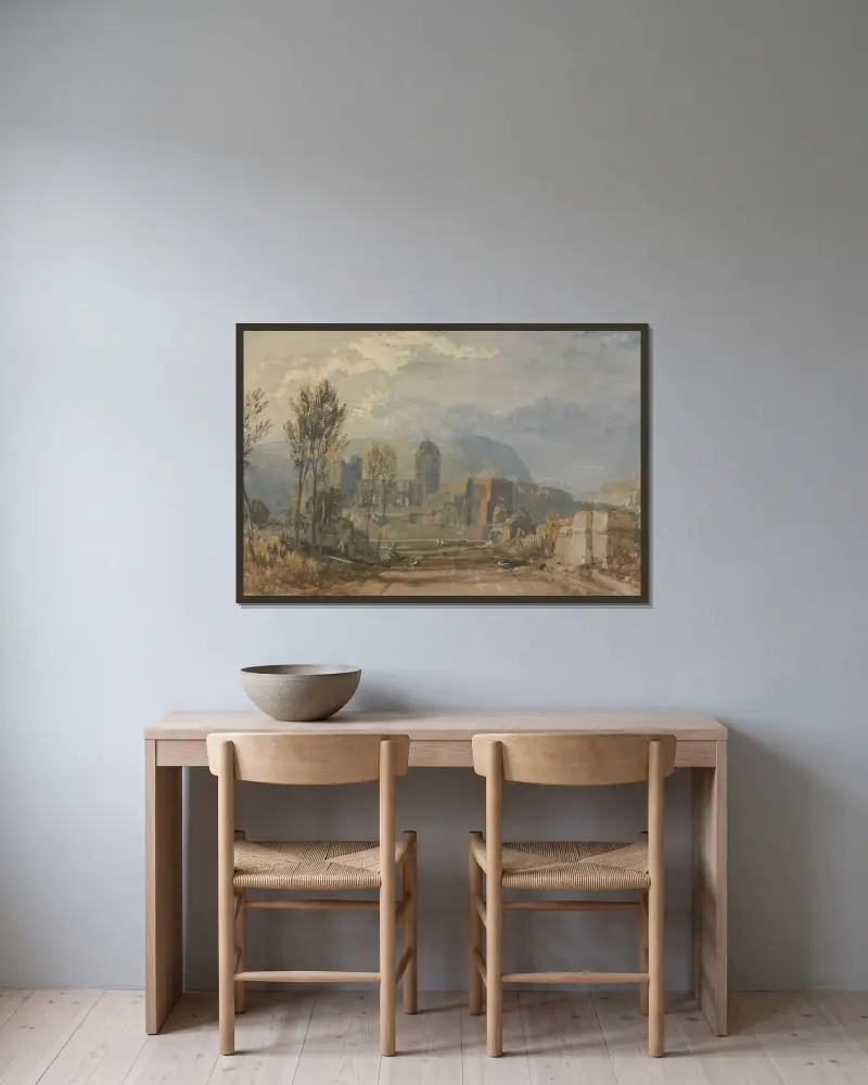 Andernach av Joseph Mallord William Turner inramad på en vägg