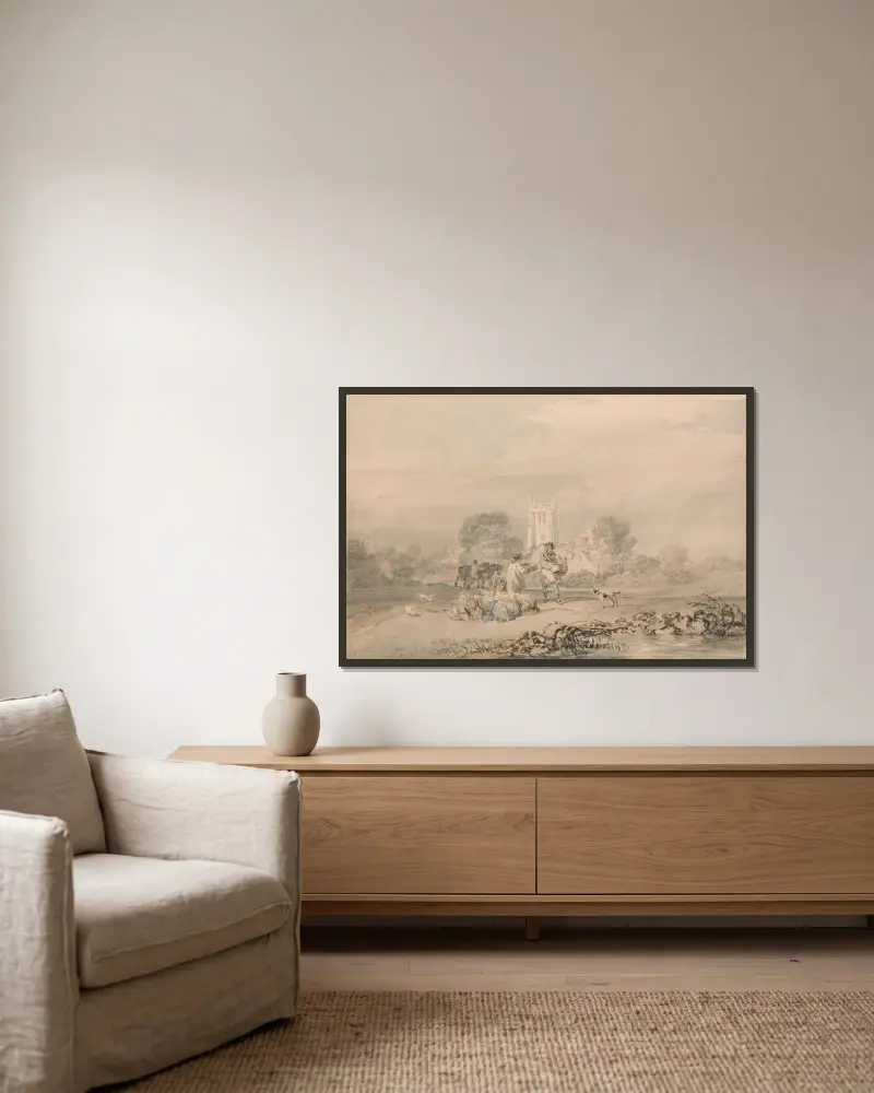 Herbstsaat von Joseph Mallord William Turner gerahmt an einer Wand