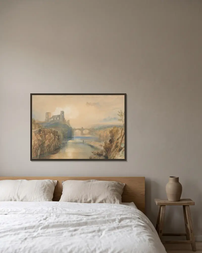 Barnard Castle av Joseph Mallord William Turner inramad på en vägg