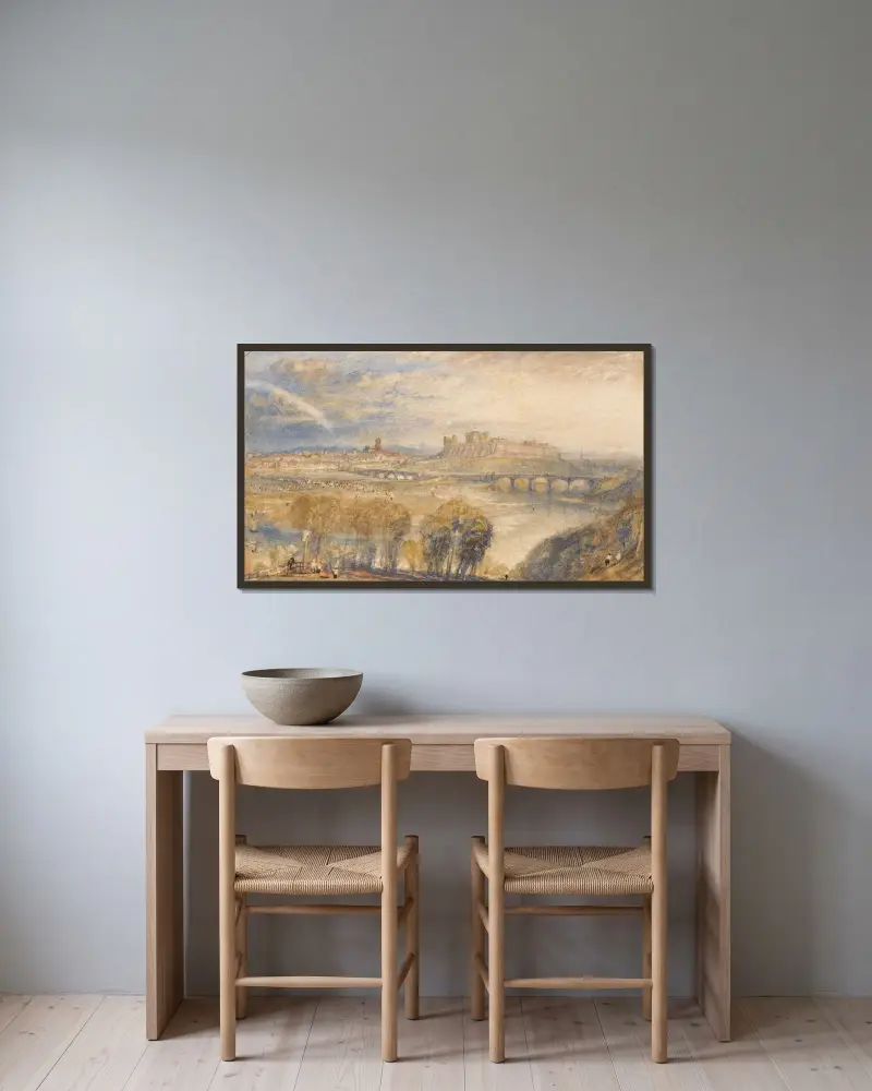 Carlisle av Joseph Mallord William Turner inramad på en vägg