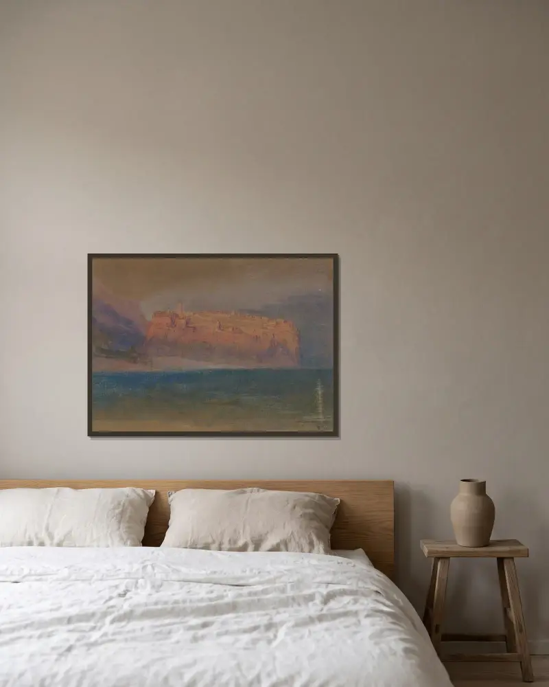 Corsica av Joseph Mallord William Turner inramad på en vägg