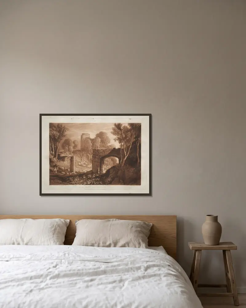 Östra porten, Winchelsea, Sussex av Joseph Mallord William Turner inramad på en vägg