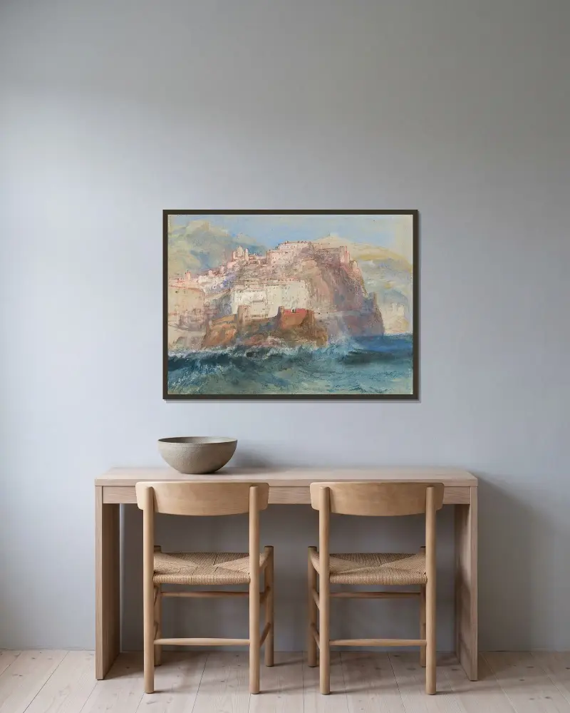 Genua, från havet, med utsikt upp mot kyrkan Santa Maria Assunta i Carignano av Joseph Mallord William Turner inramad på en vägg
