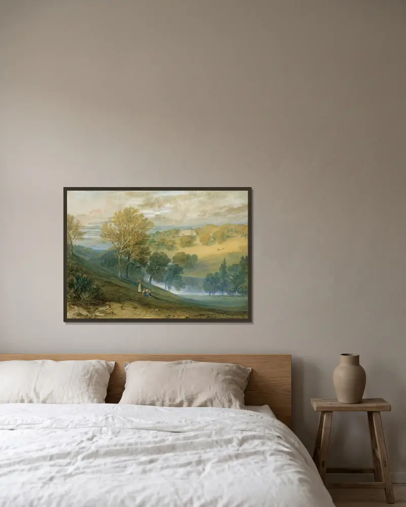 Gledhow Hall, Yorkshire av Joseph Mallord William Turner inramad på en vägg