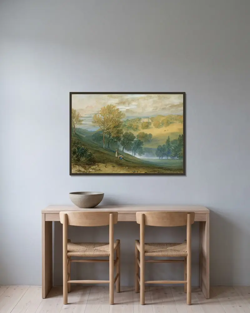 Gledhow Hall, Yorkshire av Joseph Mallord William Turner inramad på en vägg