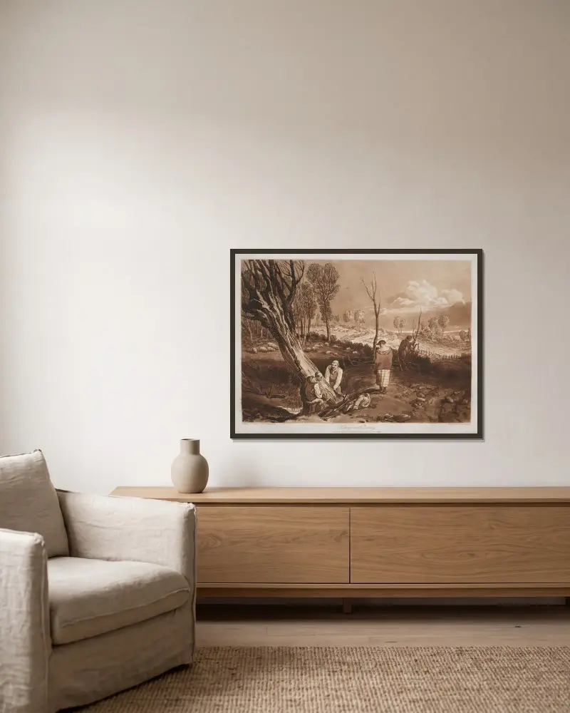 Hecken und Gräben von Joseph Mallord William Turner gerahmt an einer Wand