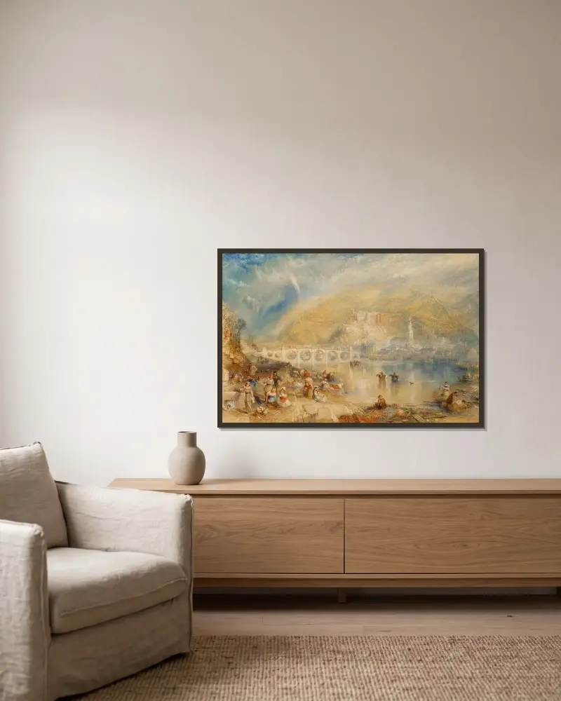 Heidelberg mit einem Regenbogen von Joseph Mallord William Turner gerahmt an einer Wand