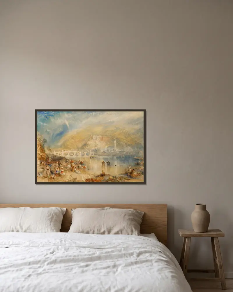 Heidelberg mit einem Regenbogen von Joseph Mallord William Turner gerahmt an einer Wand