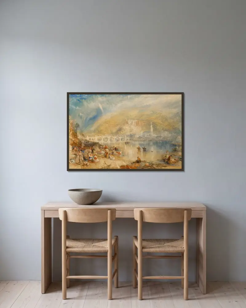 Heidelberg mit einem Regenbogen von Joseph Mallord William Turner gerahmt an einer Wand