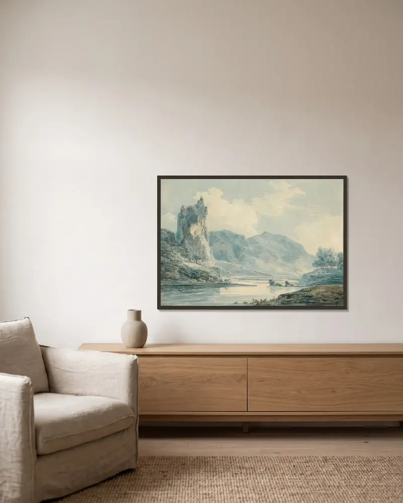 Ilam Rock, Dovedale, Derbyshire von Joseph Mallord William Turner gerahmt an einer Wand