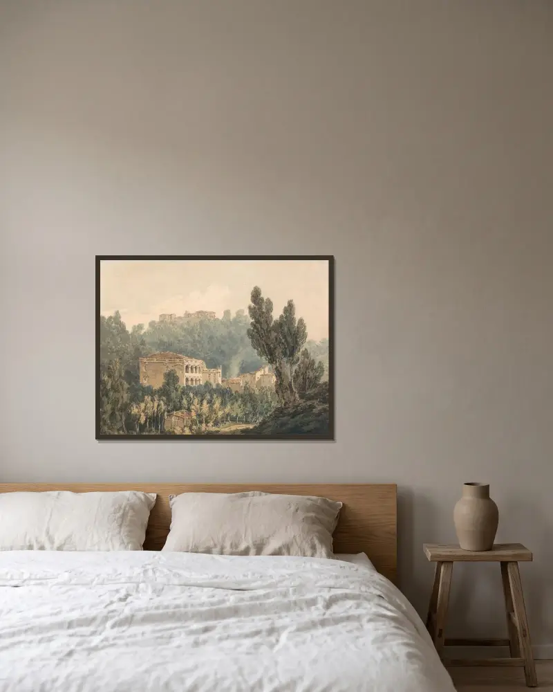 Im Tal bei Vietri von Joseph Mallord William Turner gerahmt an einer Wand