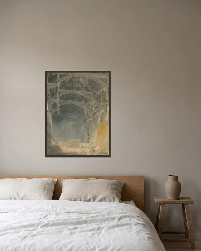 Innenansicht des St. John's Palace, Eltham von Joseph Mallord William Turner gerahmt an einer Wand