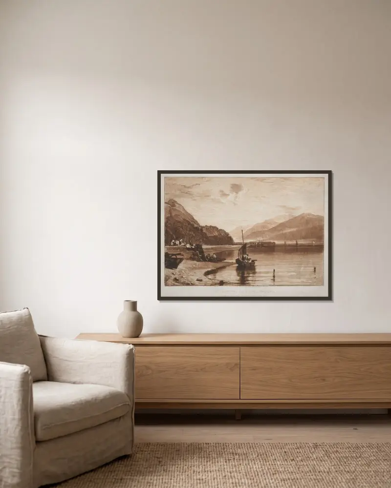 Inverary Pier, Loch Fyne, Morgen von Joseph Mallord William Turner gerahmt an einer Wand