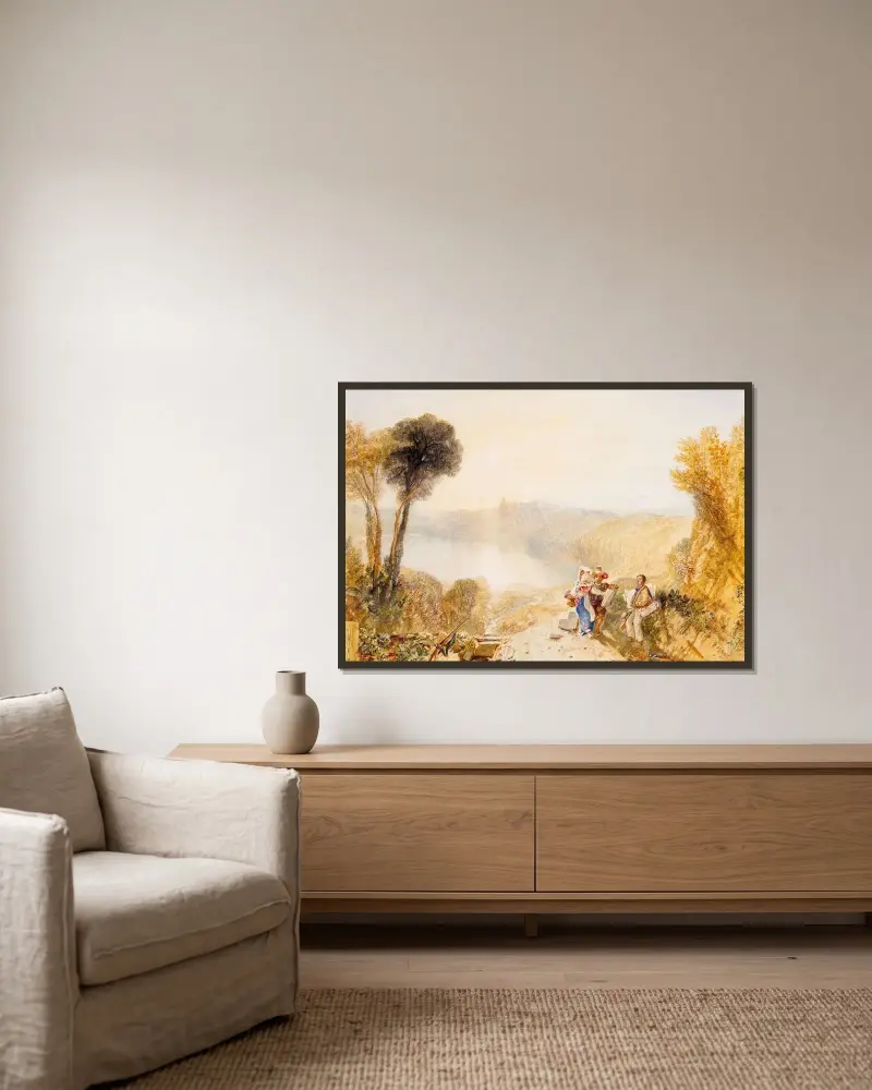 Lake Albano, Italy av Joseph Mallord William Turner inramad på en vägg