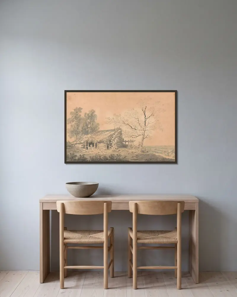 Krajobraz ze stodołą, Joseph Mallord William Turner w ramie na ścianie