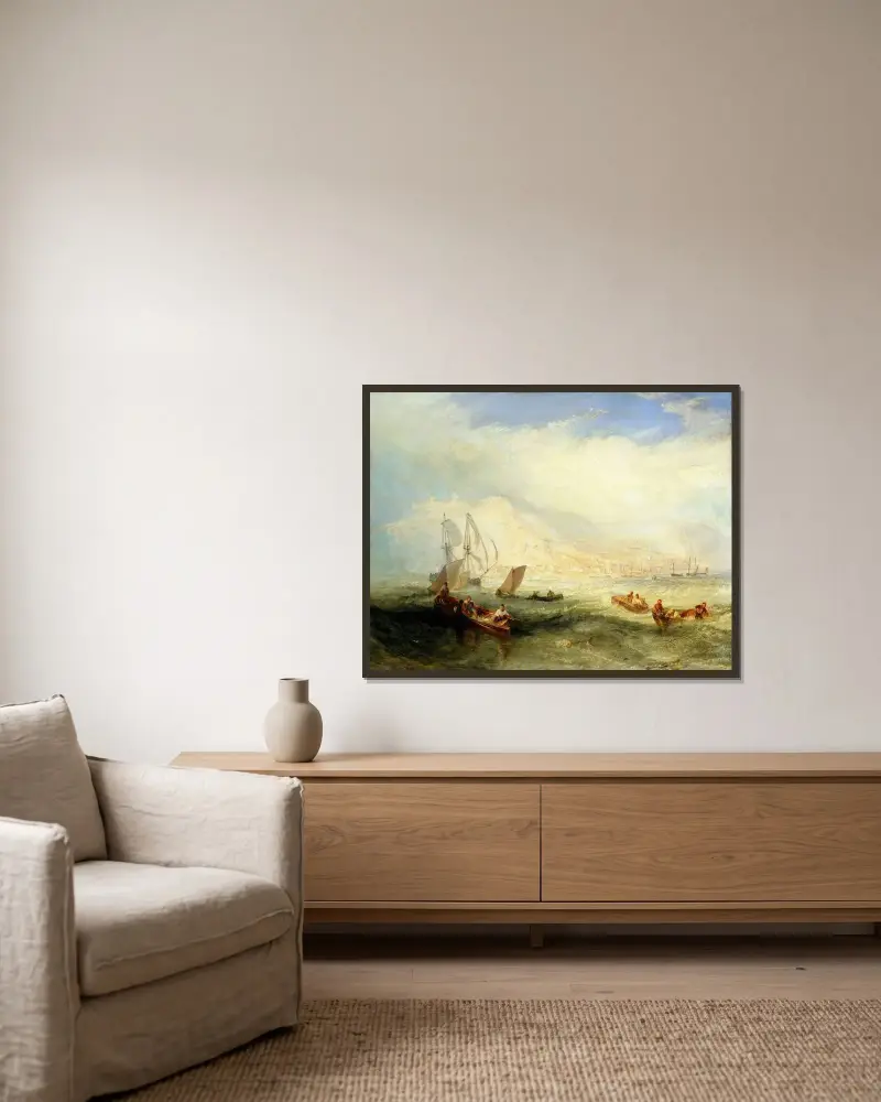 Backmete utanför Hastings av Joseph Mallord William Turner inramad på en vägg