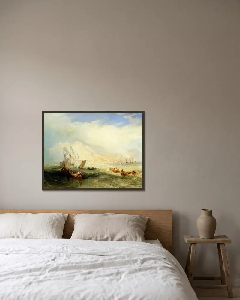 Backmete utanför Hastings av Joseph Mallord William Turner inramad på en vägg