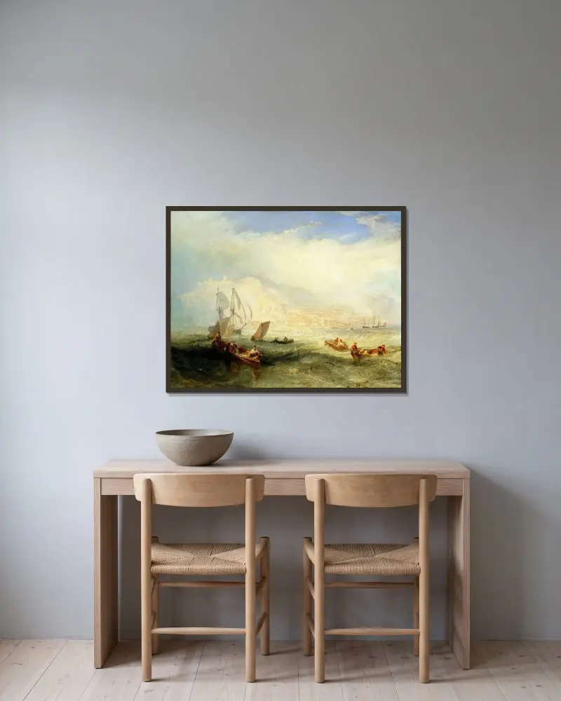 Backmete utanför Hastings av Joseph Mallord William Turner inramad på en vägg