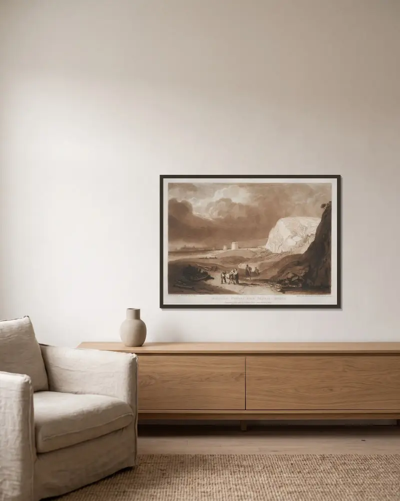 Martello-torn nära Bexhill, Sussex av Joseph Mallord William Turner inramad på en vägg