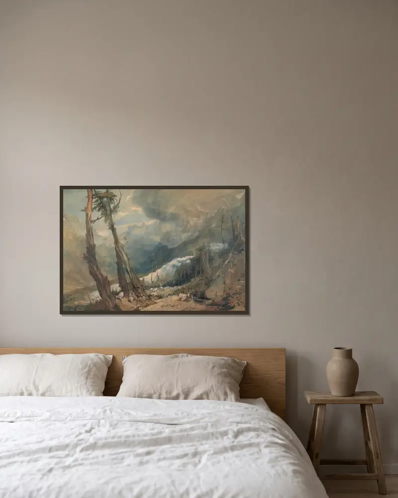 Mer de Glace im Tal von Chamonix, Schweiz von Joseph Mallord William Turner gerahmt an einer Wand