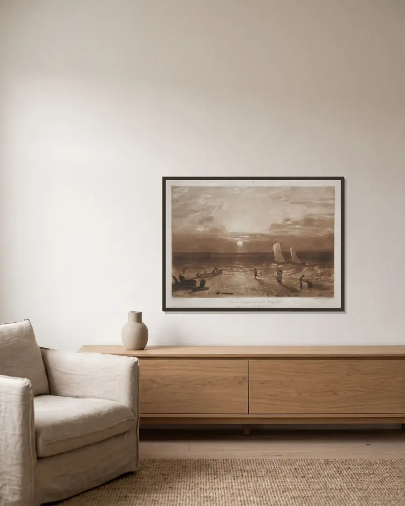 Seestück bei Mildmay von Joseph Mallord William Turner gerahmt an einer Wand