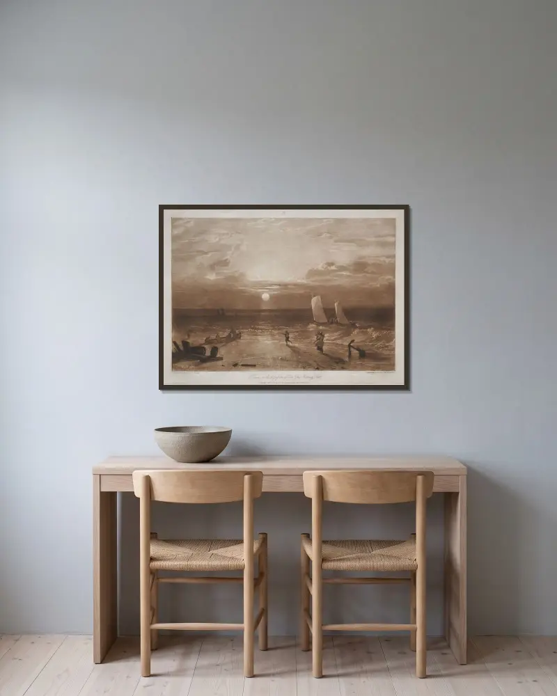 Seestück bei Mildmay von Joseph Mallord William Turner gerahmt an einer Wand