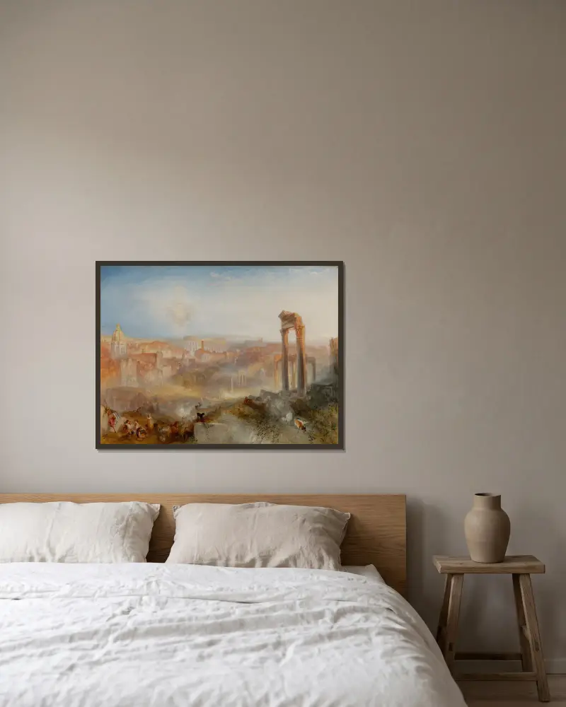 Det moderna Rom – Campo Vaccino av Joseph Mallord William Turner inramad på en vägg