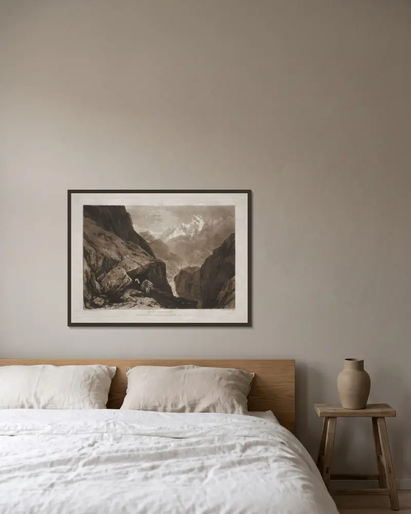 Sankt Gotthardspasset von Joseph Mallord William Turner gerahmt an einer Wand