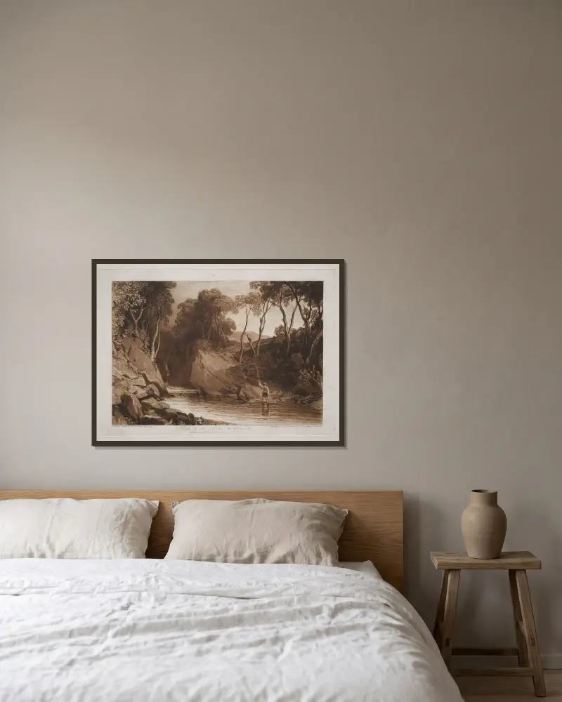 Nära Blair Atholl, Skottland av Joseph Mallord William Turner inramad på en vägg
