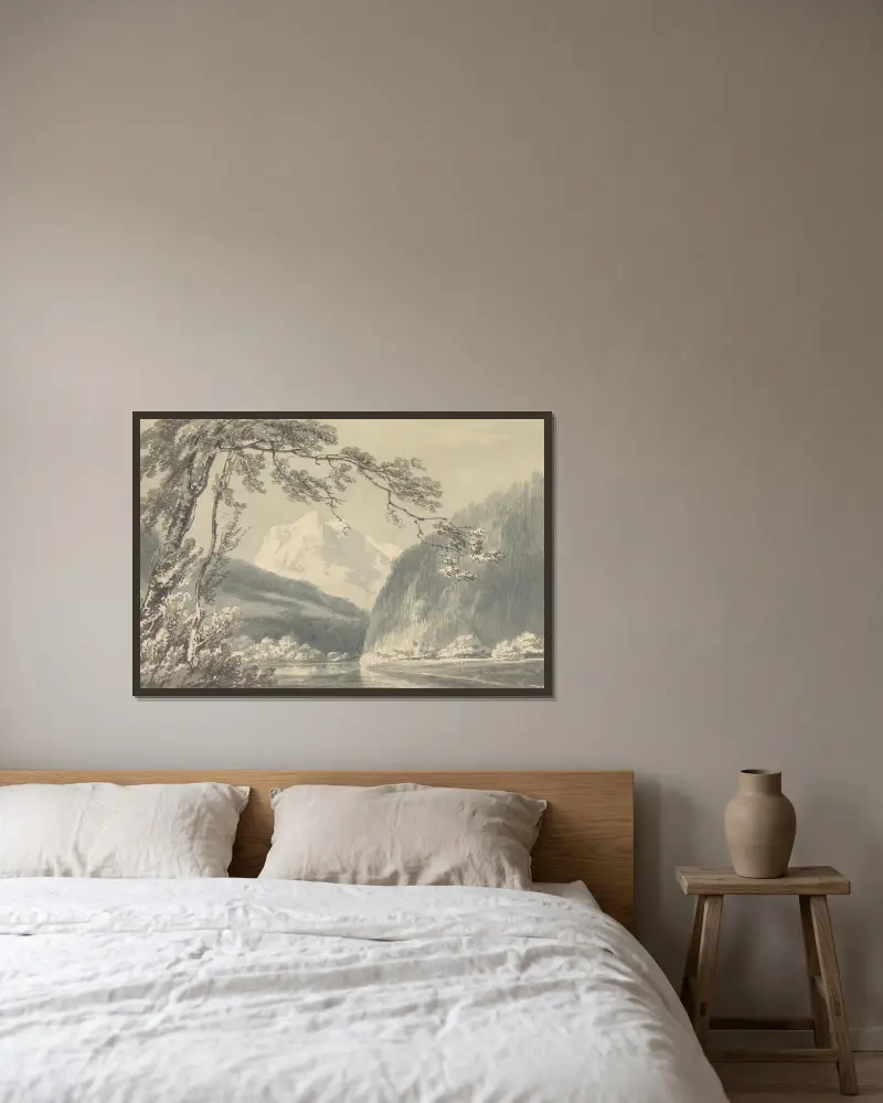 Bei Grindelwald von Joseph Mallord William Turner gerahmt an einer Wand