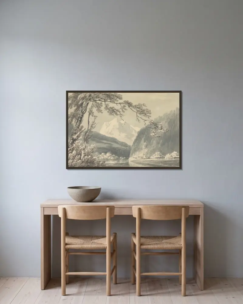 Bei Grindelwald von Joseph Mallord William Turner gerahmt an einer Wand