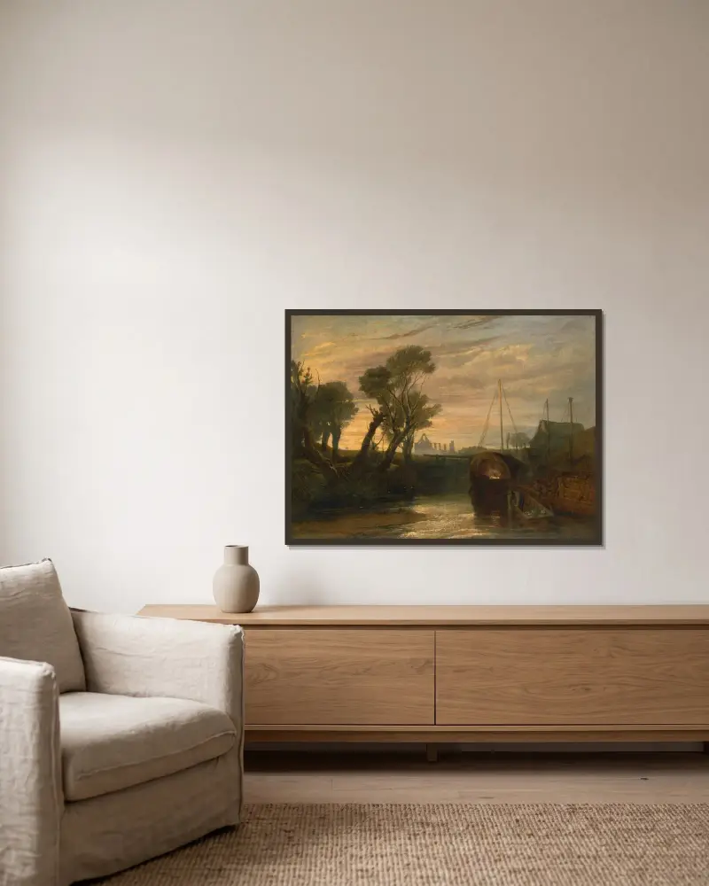 Newark Abbey av Joseph Mallord William Turner inramad på en vägg