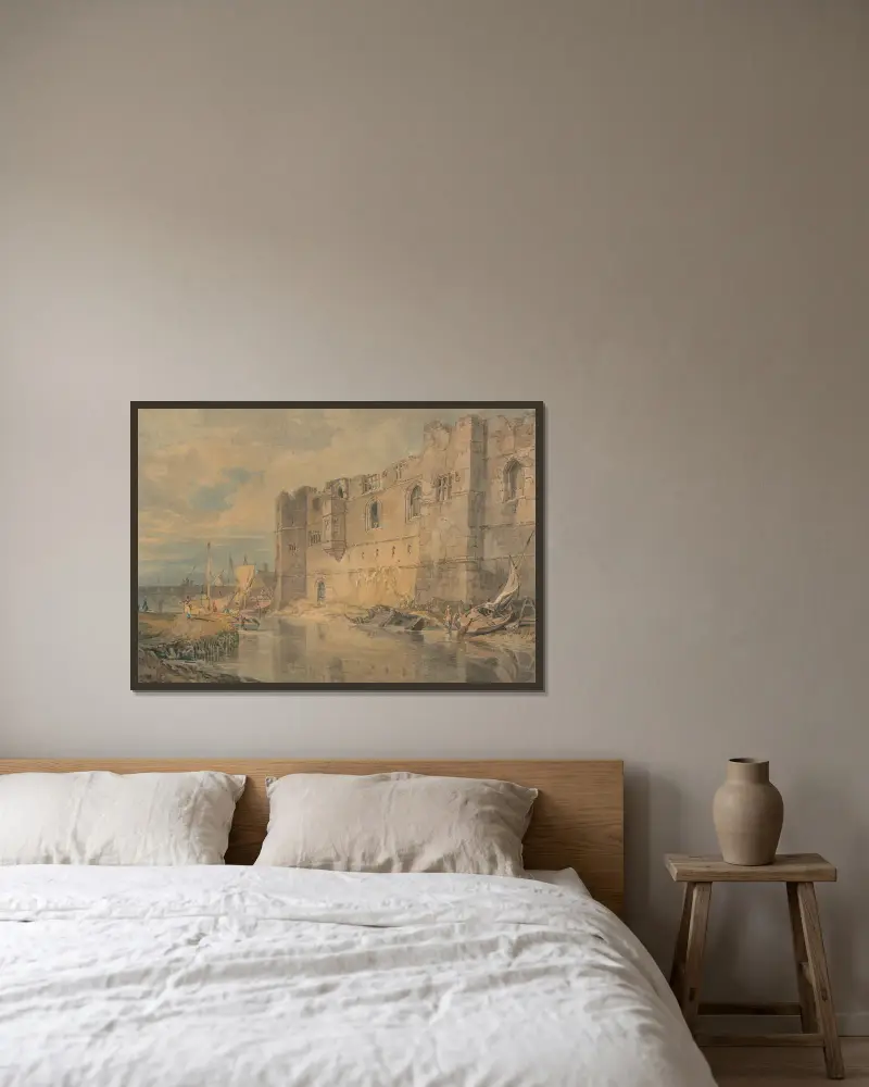 Newark, upon Trent av Joseph Mallord William Turner inramad på en vägg