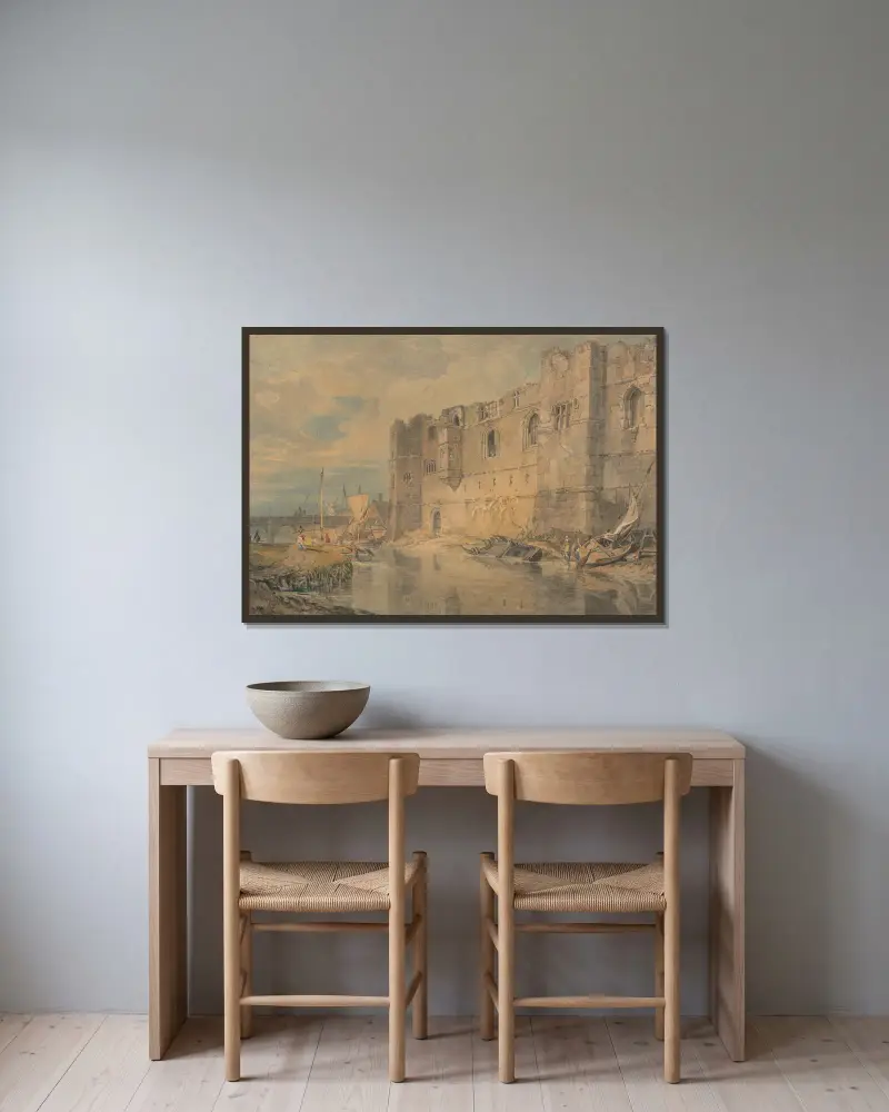 Newark, upon Trent av Joseph Mallord William Turner inramad på en vägg