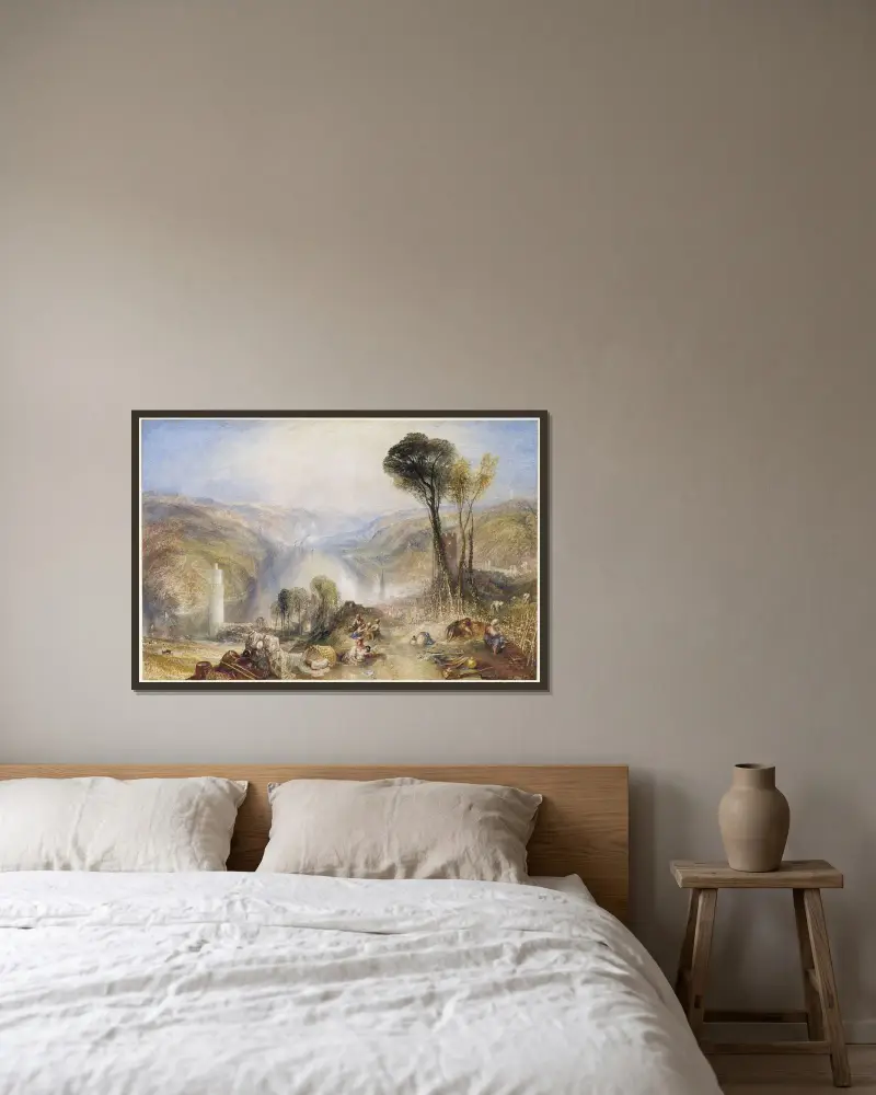 Oberwesel av Joseph Mallord William Turner inramad på en vägg