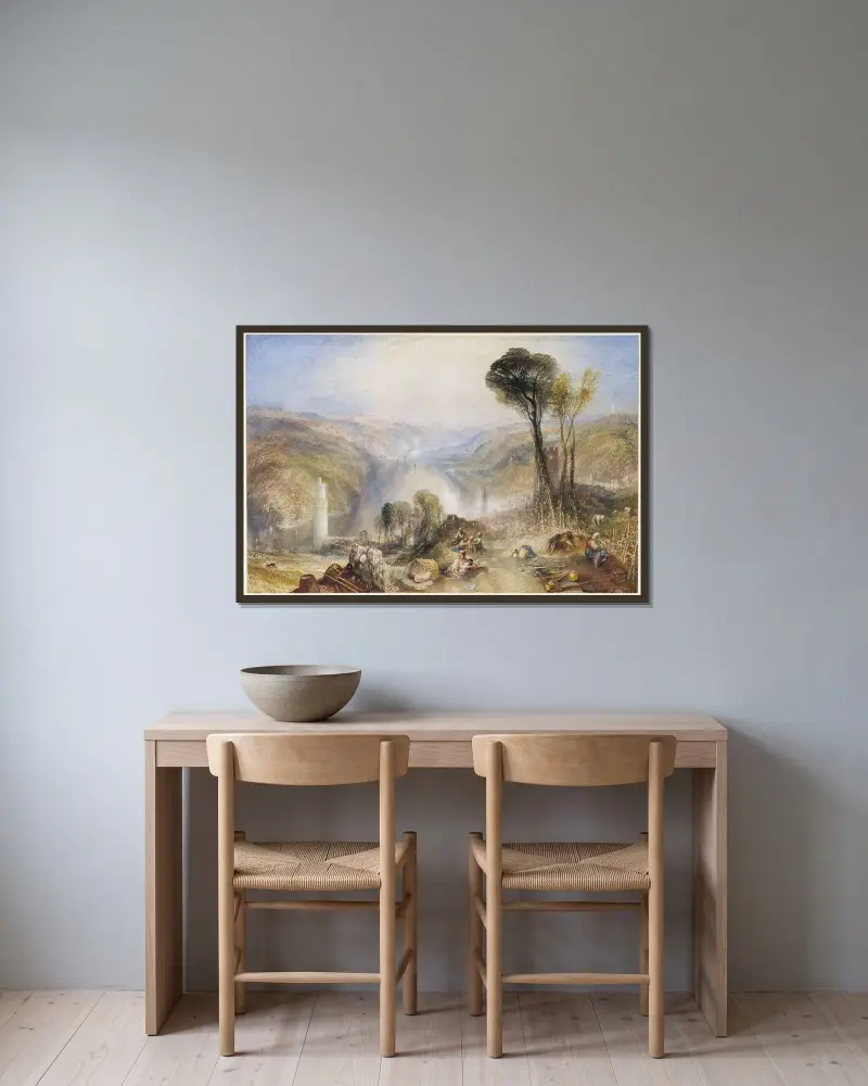 Oberwesel av Joseph Mallord William Turner inramad på en vägg