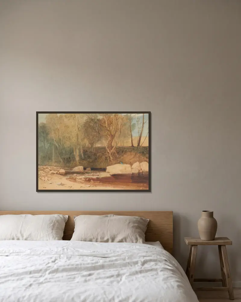 Na řece Washburn, Joseph Mallord William Turner v rámu na stěně
