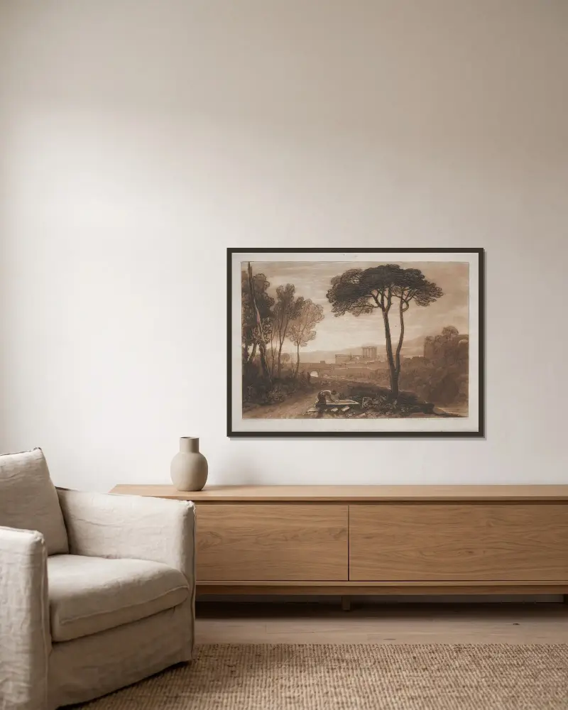 Szene in der Campagna von Joseph Mallord William Turner gerahmt an einer Wand